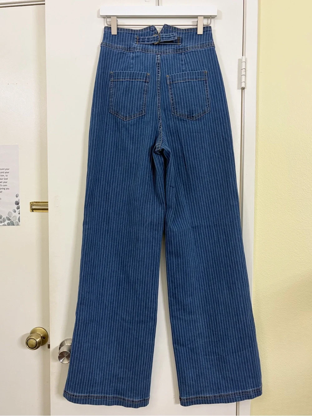 NWT House of Harlow 1960 Pinstripe Denim Vest Wide Leg Jeans Matching Set Size 6